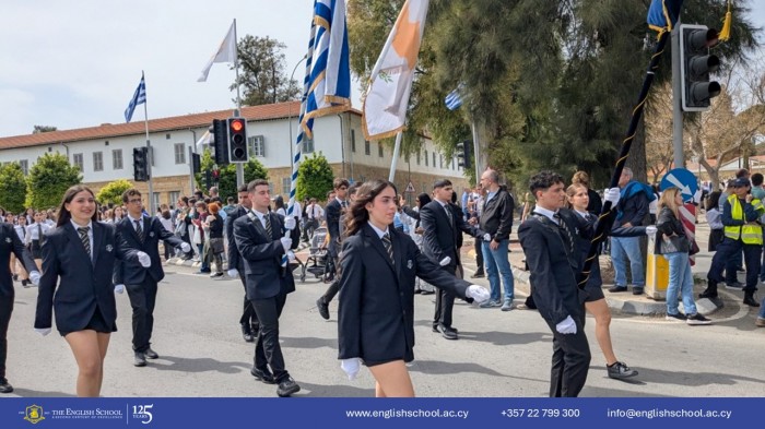 The English School Parade Team Shines at the 25th March Festivities.